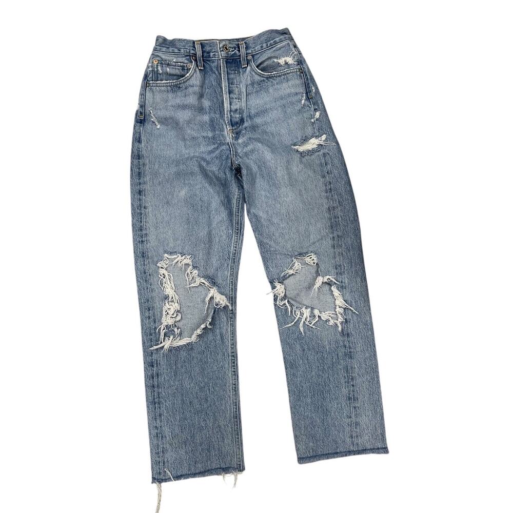 Agolde Distressed 90s Jean Denim Button Fly 23 Fall Out Loose Fit Straight